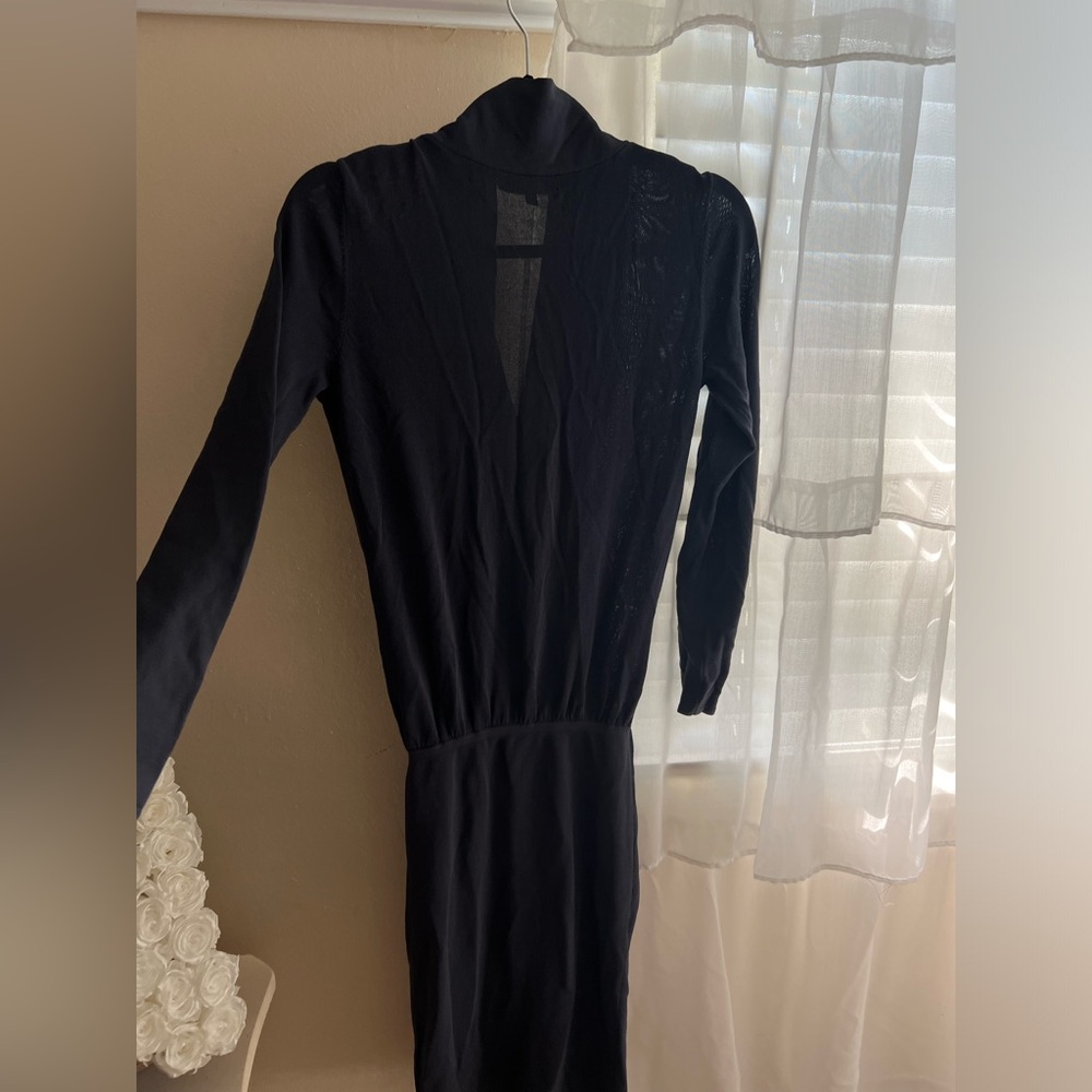 REISS LONG SLEEVE BLUE MIDI DRESS